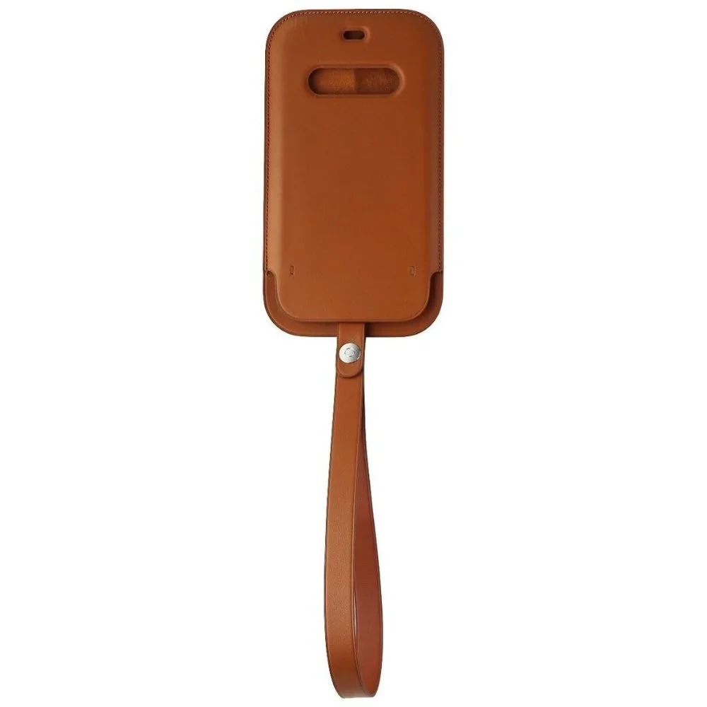 NEW Apple Leather Sleeve Case with MagSafe for iPhone 12 & 12 Pro - Saddle Brown